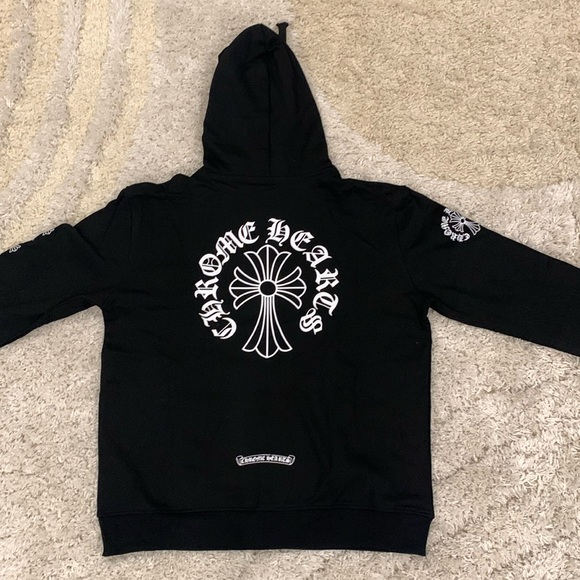 Chrome Hearts Black & White Multi Cross Zip-Up Hoodie Mens Size Large - Picture 2 of 2